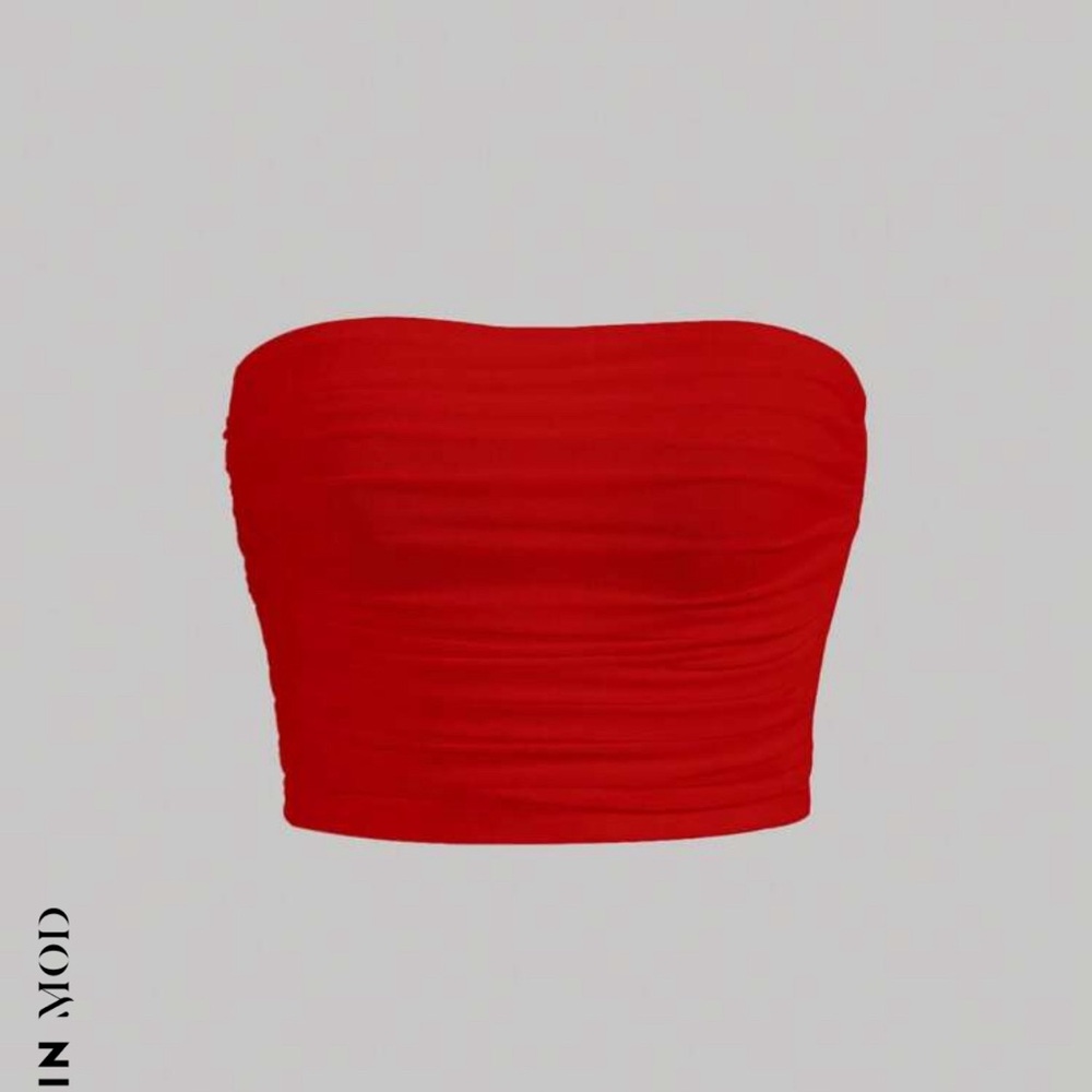 Red Ribbed Sleeveless Crop Top